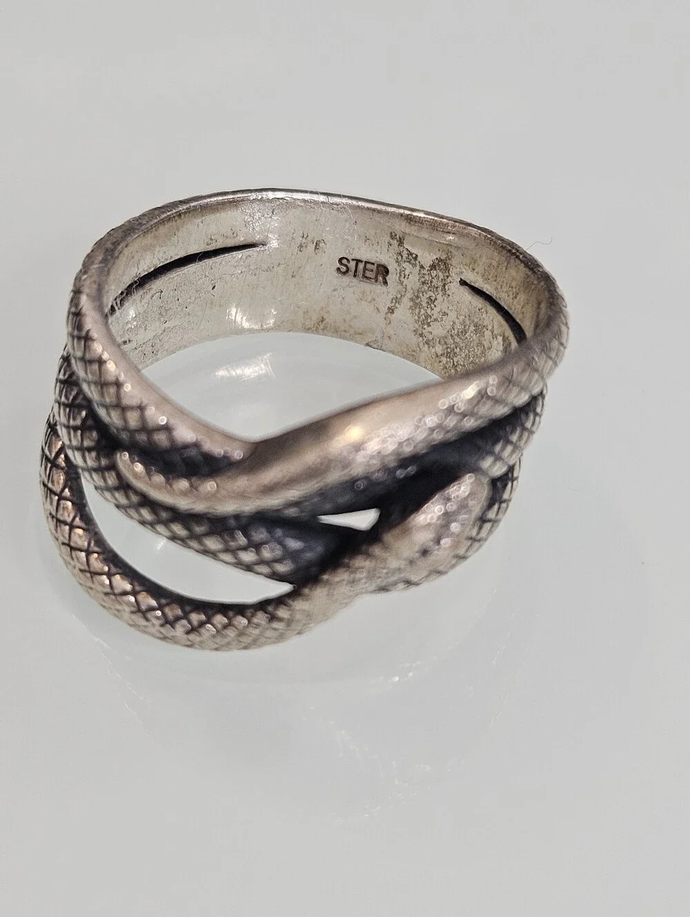 Sterling Silver Snake Reptile 925 Twist Ring Size 8 US